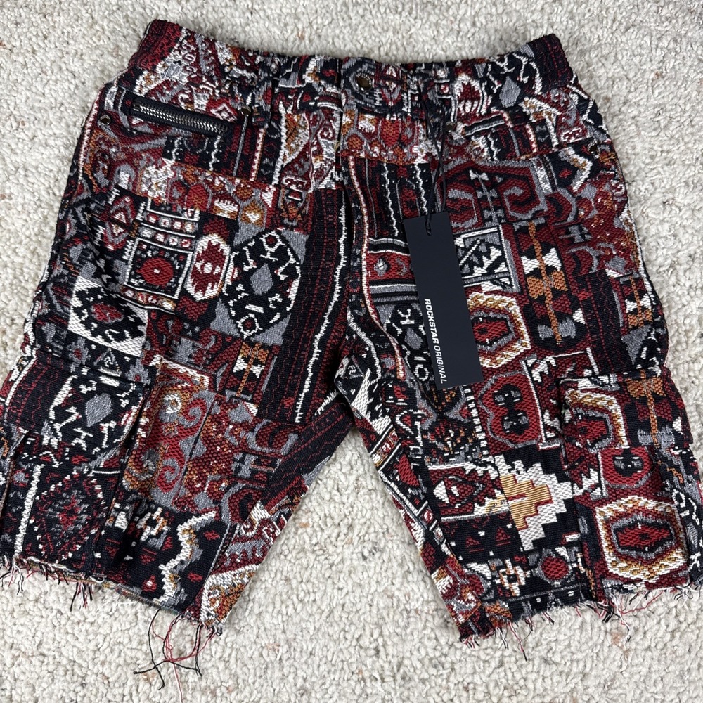 Rockstar Original Tapestry Shorts Mens XL 30 Geometric Aztec Retro Style NWT‎
